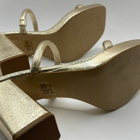 New Steve Madden Gold Block Heel Double Strap Platform -Slip On Size 6 MSRP $110 - Picture 6 of 6